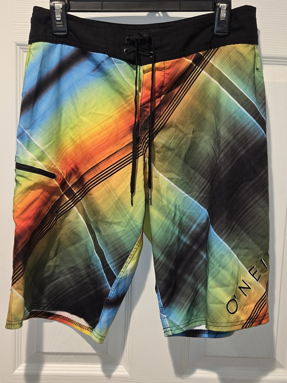 O'Neill Men's Rainbow Gradient Tie-Dye Board Shorts - Black Waistband